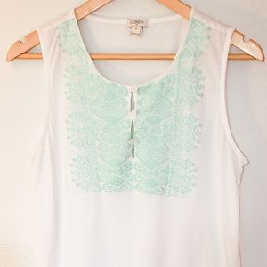 💥2/$15 JCrew EUC White Cotton Tank white/mint